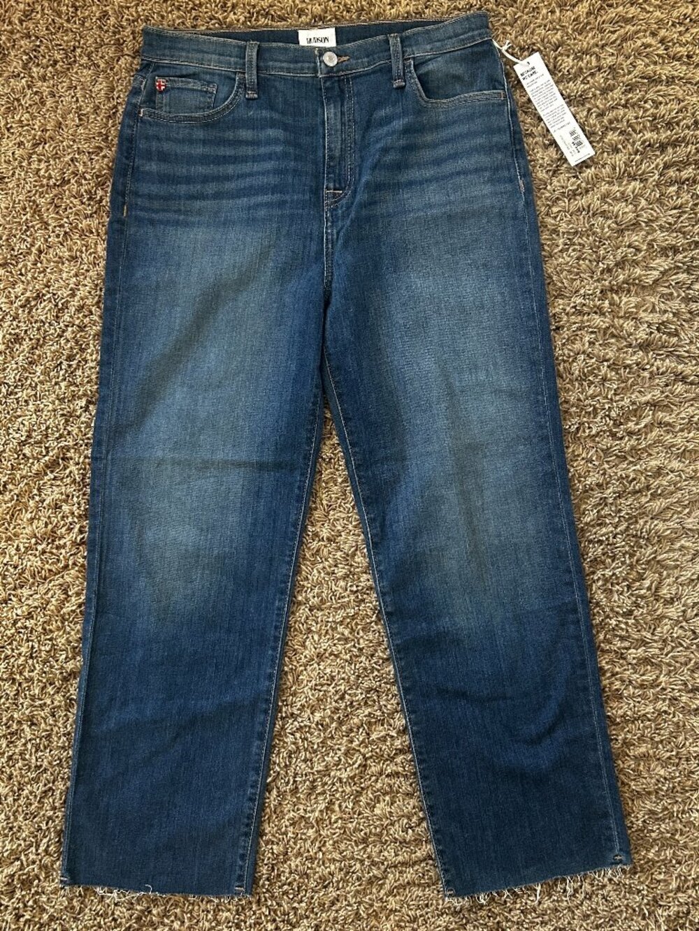 NWT Hudson Noa Straight Jeans Size 29 Wind Medium Wash Raw Hem